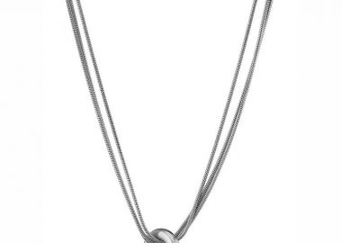 Κολίε Από Ατσάλι Με Τριπλή Αλυσίδα Και Κύκλο AS12938 - AMOR AMOR - 