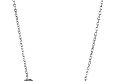 Κολιέ Από Ατσάλι Με Ζιργκόν AS12177 - AMOR AMOR - 