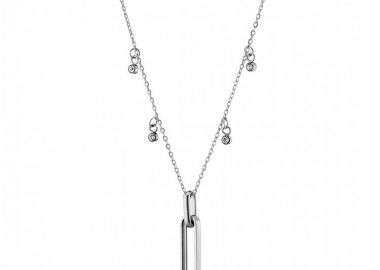 Κολίε Από Ατσάλι Με Ζιργκόν AS13832 - AMOR AMOR - 