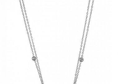 Κολίε Από Ατσάλι Με Ζιργκόν AS13834 - AMOR AMOR - 