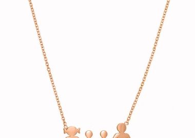 Κολιέ Από Ατσάλι Ροζ Επιχρυσωμένο Με Οικογένεια-Μαμά-Μπαμπά-Γιούς MI12794 - AMOR AMOR - 