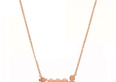 Κολιέ Από Ατσάλι Ροζ Επιχρυσωμένο Με Οικογένεια-Μαμά-Μπαμπά-Κόρες MI12812 - AMOR AMOR - 