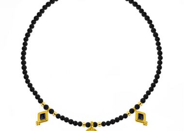 Κολιέ Από Χάντρες Με Πολύγωνο Και Ρόμβους Μαύρους AA14898 - AMOR AMOR - 