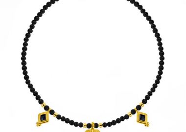 Κολιέ Από Χάντρες Με Πολύγωνο Και Ρόμβους Μαύρους AA14902 - AMOR AMOR - 