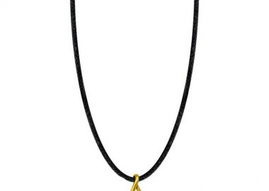 Κολίε Από Κορδόνι και Ατσάλι Επιχρυσωμένο 24Κ Με Σχέδιο Οργανικό MI13495 - AMOR AMOR - 