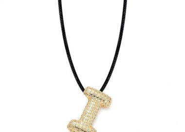 Κολιέ Από Κορδόνι Με Ελληνικά Μονόγραμματα Crystal Balloon Επιχρυσωμένα MI13579 - AMOR AMOR - 