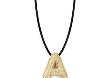 Κολιέ Από Κορδόνι Με Λατινικά Μονόγραμματα Crystal Balloon Επιχρυσωμένα MI13585 - AMOR AMOR - 