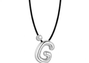 Κολιέ Από Κορδόνι Με Μονόγραμμα Balloon Από Ατσάλι Και Μαργαριτάρι MI13572 - AMOR AMOR - 