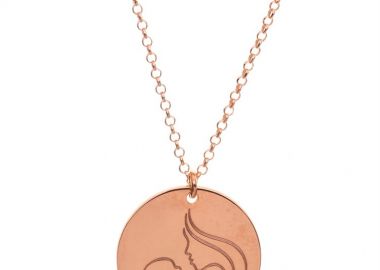 Κολιέ από ρόζ επιχρυσωμένο ασήμι με την μαμά και το παιδί στην αγκαλία της -  - 
