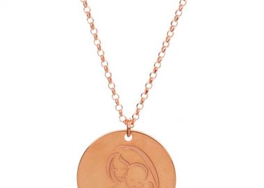 Κολιέ από ρόζ επιχρυσωμένο ασήμι με την μαμά και το παιδί στην αγκαλία της -  - 