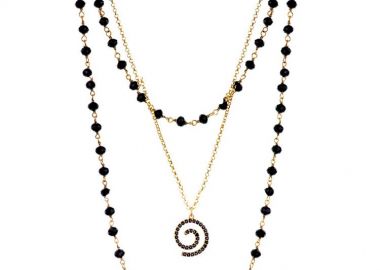 Κολιέ ασημένιο 925 ροζάριο γυνακείο με επιχρύσωμα 24 καρατίων με όνυχα -  - 