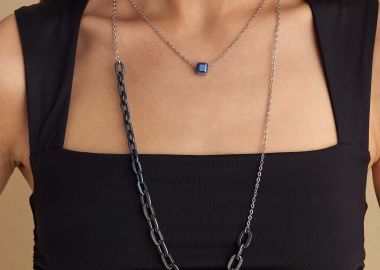 Κολιέ διπλή αλυσίδα mixed με στοιχείο - 5206634977526 -  - 