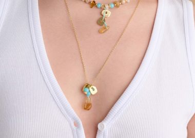 Κολιέ διπλό με συνδυασμό υλικών - 5206634977410 -  - 