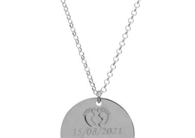 Κολιέ ενθύμιο γέννησης με την ώρα που γεννήθηκε το μωράκι το βάρος του και την ημερομηνία σε ασήμι -  - 