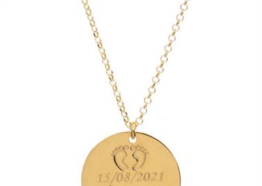 Κολιέ ενθύμιο γέννησης με την ώρα που γεννήθηκε το μωράκι το βάρος του και την ημερομηνία σε επιχρυσωμένο ασήμι -  - 