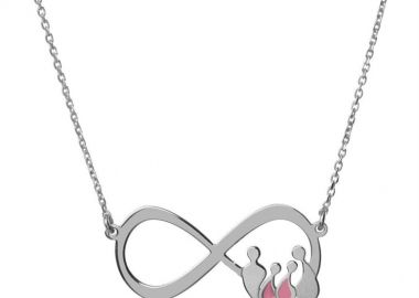 Κολιέ εντυπωσιακό άπειρο με την οικογένεια από ασήμι με μπαμπά μαμά και 2 κορίτσια -  - 