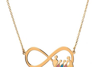 Κολιέ εντυπωσιακό άπειρο με την οικογένεια από επιχρυσωμένο ασήμι με μπαμπά μαμά 2 κορίτσια και αγόρι -  - 