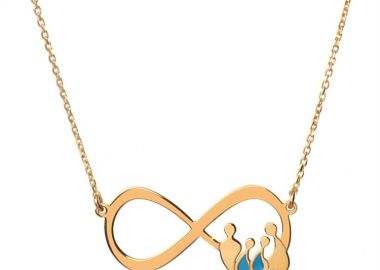 Κολιέ εντυπωσιακό άπειρο με την οικογένεια από επιχρυσωμένο ασήμι με μπαμπά μαμά και 2 αγόρια -  - 