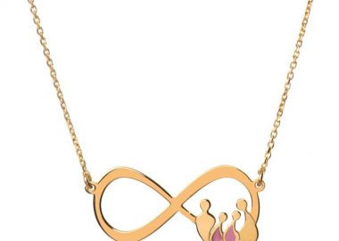 Κολιέ εντυπωσιακό άπειρο με την οικογένεια από επιχρυσωμένο ασήμι με μπαμπά μαμά και 2 κορίτσια -  - 