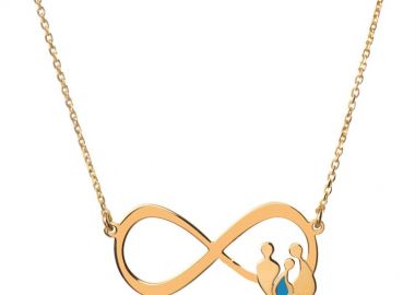 Κολιέ εντυπωσιακό άπειρο με την οικογένεια από επιχρυσωμένο ασήμι με μπαμπά μαμά και αγόρι -  - 