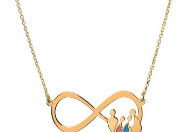 Κολιέ εντυπωσιακό άπειρο με την οικογένεια από επιχρυσωμένο ασήμι με μπαμπά μαμά και αγόρι κορίτσι -  - 