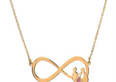 Κολιέ εντυπωσιακό άπειρο με την οικογένεια από επιχρυσωμένο ασήμι με μπαμπά μαμά και κορίτσι -  - 