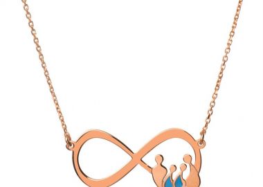 Κολιέ εντυπωσιακό άπειρο με την οικογένεια από ρόζ επιχρυσωμένο ασήμι με μπαμπά μαμά και 2 αγόρια -  - 