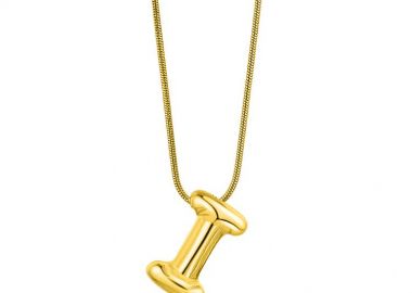 Κολιέ Φίδι Από Ατσάλι Επιχρυσωμένο 24Κ Με Μονόγραμμα Balloon MI13565 - AMOR AMOR - 