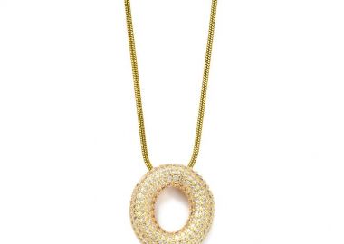 Κολιέ Φίδι Από Ατσάλι Επιχρυσωμένο Με Ελληνικά Μονόγραμματα Crystal Balloon MI13577 - AMOR AMOR - 