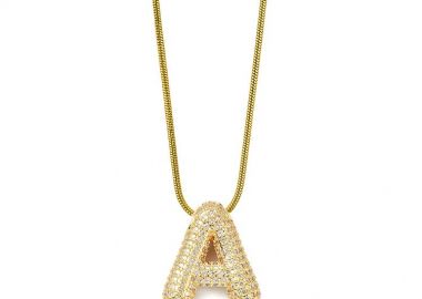 Κολιέ Φίδι Από Ατσάλι Επιχρυσωμένο Με Λατινικά Μονόγραμματα Crystal Balloon MI13583 - AMOR AMOR - 