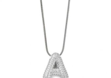 Κολιέ Φίδι Από Ατσάλι Με Λατινικά Μονόγραμματα Crystal Balloon MI13582 - AMOR AMOR - 