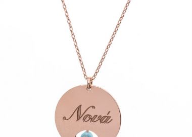 Κολιέ φλουρί Νονά από ρόζ επιχρυσωμένο ασήμι -  - 