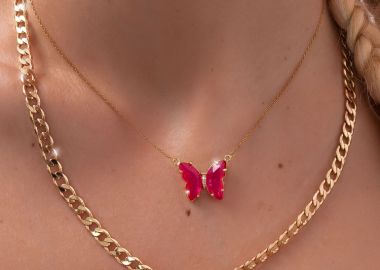 ΚΟΛΙΕ ΦΟΥΞΙΑ ΠΕΤΑΛΟΥΔΑ - BUTTERFLY - fashionroom - 