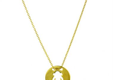 Κολιέ για μαμάδες από επιχρυσωμένο ασήμι σε φλουρί με κοριτσάκι -  - 