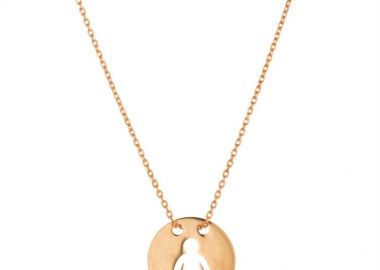 Κολιέ για μαμάδες από ρόζ επιχρυσωμένο ασήμι σε φλουρί με αγοράκι -  - 