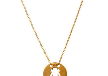 Κολιέ για μαμάδες από ρόζ επιχρυσωμένο ασήμι σε φλουρί με κοριτσάκι -  - 