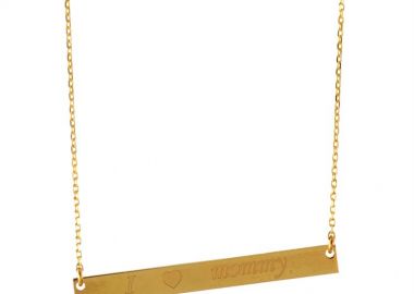 Κολιέ για μαμάδες I love mommy σκαλισμένο σε επιχρυσωμένο ασήμι -  - 