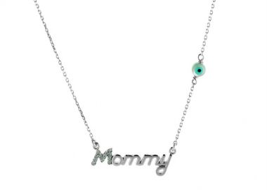Κολιέ για μάμαδες mommy από ασήμι με πέτρες ζιργκόν -  - 