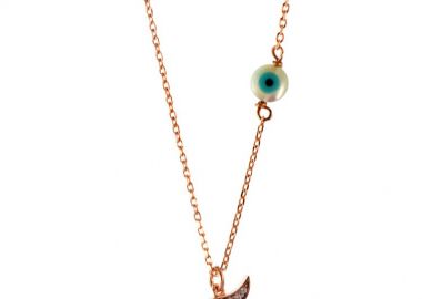 Κολιέ για Μαμάδες συμβολίζει με την πατούσα το νέο μέλος από ρόζ επιχρυσωμένο ασήμι -  - 