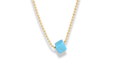Κολιέ γυναικείο από επιχρυσωμένο ασήμι 925 με πάστα τυρκουάζ -  - 