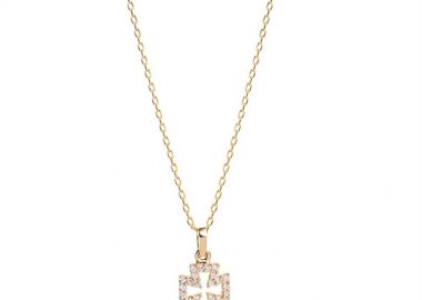 Κολιέ γυναικείο Paraxenies από χρυσό 14 καρατίων Κ14 αλυσίδα και σταυρός με πέτρες ζιργκόν -  - 