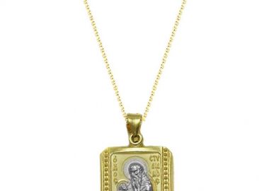 Κολιέ γυναικείο Paraxenies από επιχρυσωμένο ασήμι 925 διπλής όψης εν τούτο Νίκα με τον Άγιο Στυλιανό TACK005 -  - 