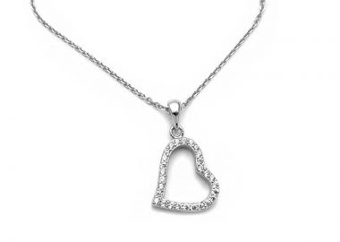 Κολιέ καρδιά από Ασήμι 925 Επιπλατινωμένο MK126 - Asimenio - 