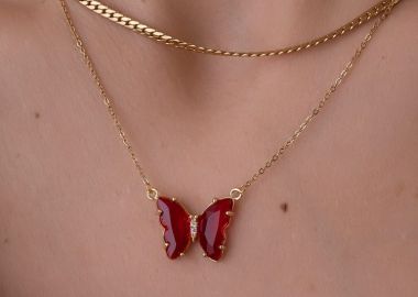 ΚΟΛΙΕ ΚΟΚΚΙΝΟ ΠΕΤΑΛΟΥΔΑ - BUTTERFLY - sense-shop - 