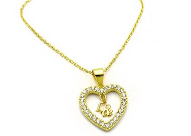 Κολιέ Love σε καρδιά ασημένιο επίχρυσο KL138 - Asimenio - 