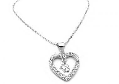 Κολιέ Love σε καρδιά ασημένιο KL139 - Asimenio - 