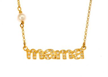 Κολιε μαμα από επιχρυσωμένο ασήμι με πέτρες ζιργκόν και ματάκι -  - 