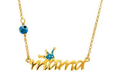 Κολιε μαμα από επιχρυσωμένο ασήμι με σμάλτο -  - 
