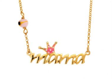 Κολιε μαμα από επιχρυσωμένο ασήμι με σμάλτο -  - 