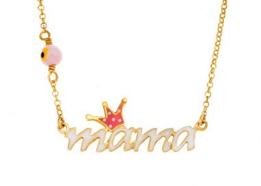 Κολιε μαμα από επιχρυσωμένο ασήμι με σμάλτο -  - 
